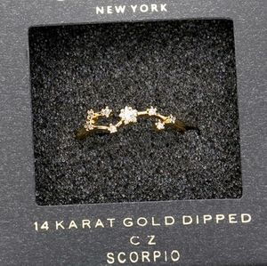 SCORPIO 14K Gold Dipped CZ Zodiac Ring Accessory Fashion Statement Jewelry Trend